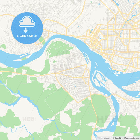 Printable street map of Kousseri, Cameroon