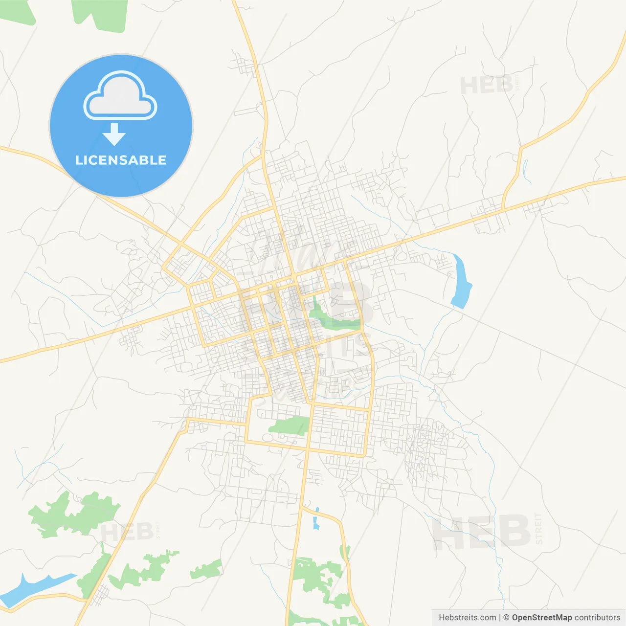 Printable street map of Daloa, Ivory Coast