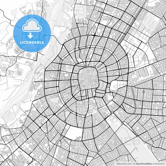Vector PDF map of Santa Cruz de la Sierra, Bolivia
