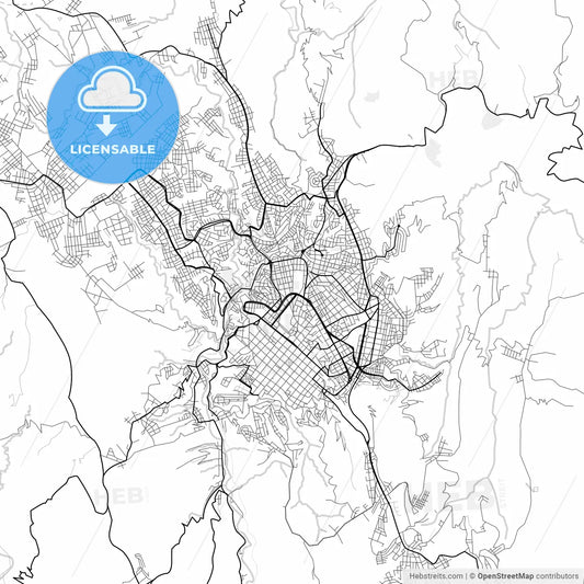 Vector PDF map of Sucre, Bolivia