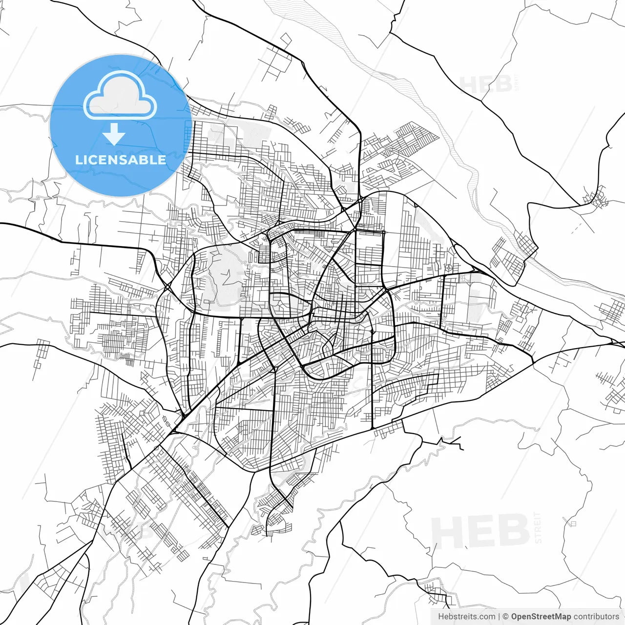 Vector PDF map of Santo Domingo de los Colorados, Ecuador