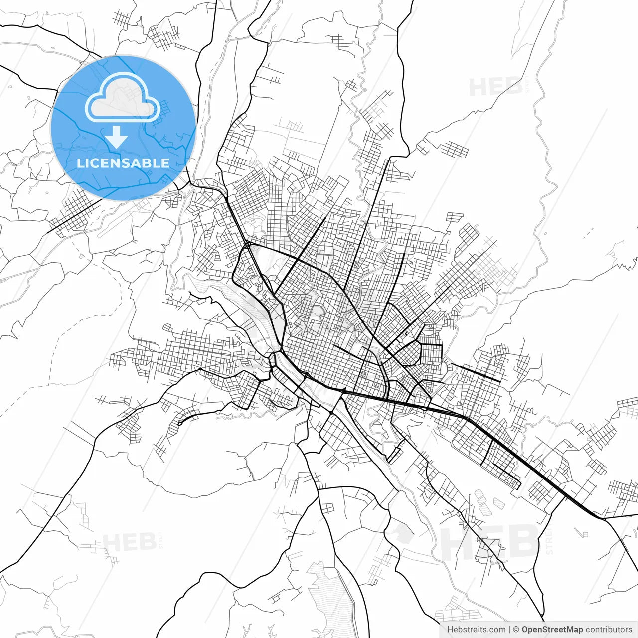 Vector PDF map of Tarija, Bolivia