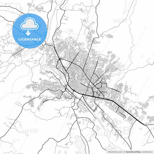 Vector PDF map of Tarija, Bolivia