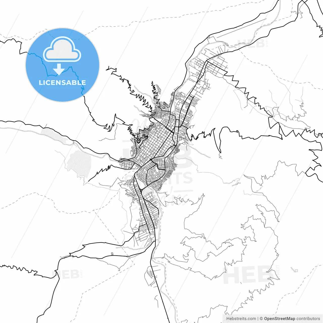 Vector PDF map of Huanuco, Peru