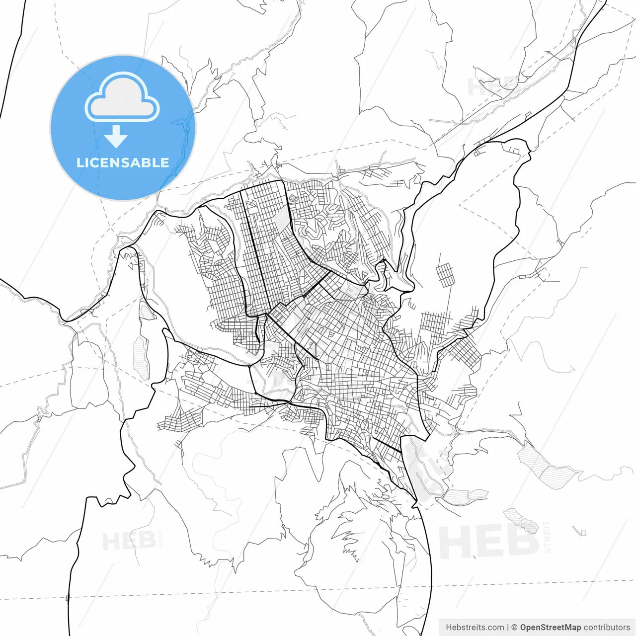Vector PDF map of Potosi, Bolivia