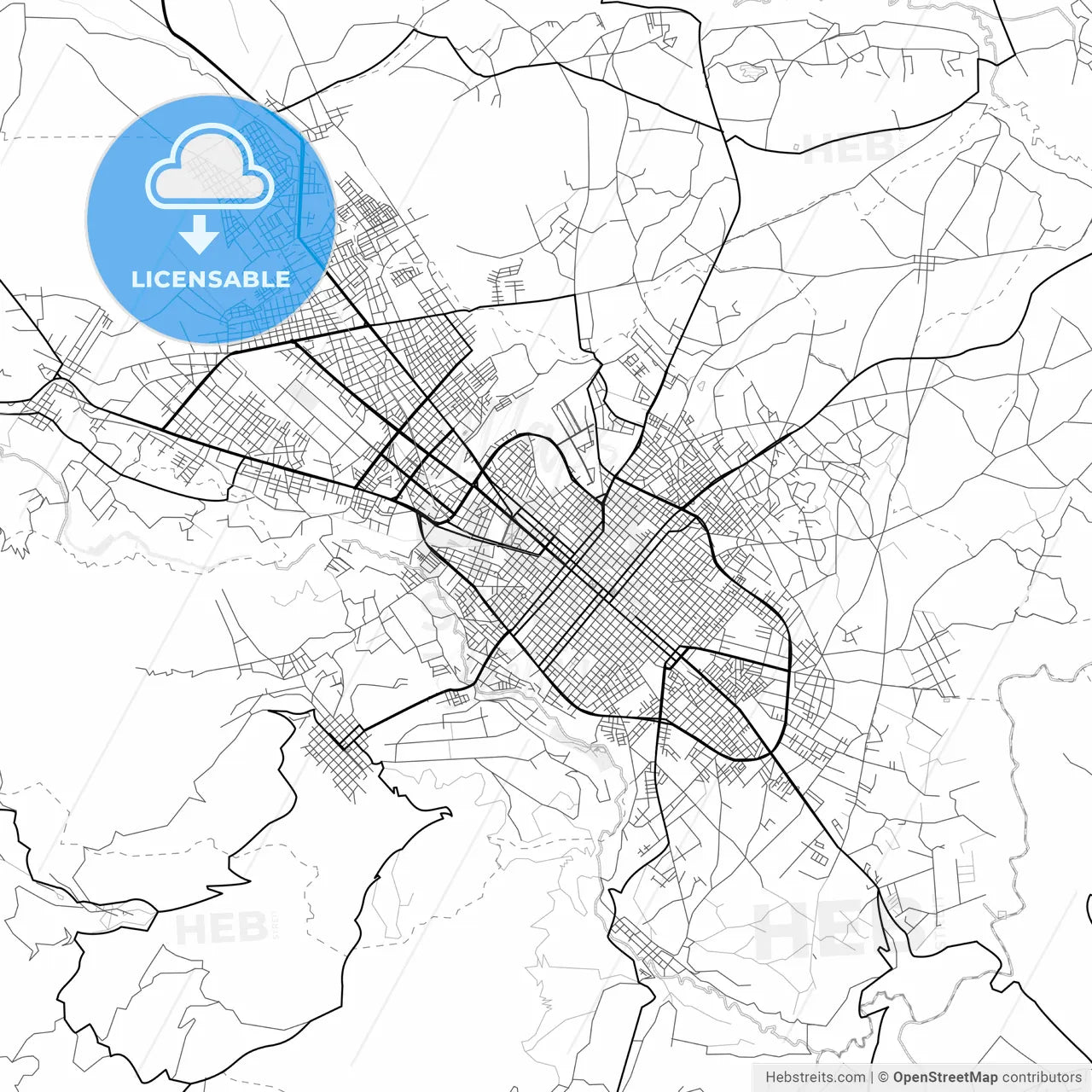 Vector PDF map of Riobamba, Ecuador