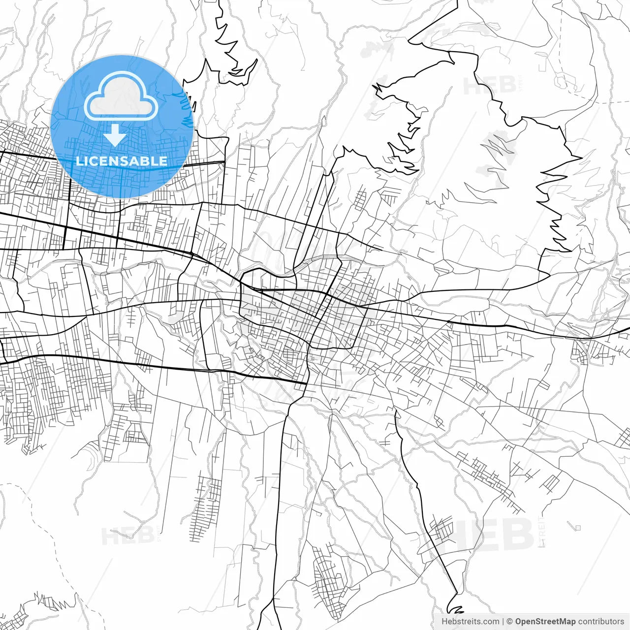 Vector PDF map of Sacaba, Bolivia
