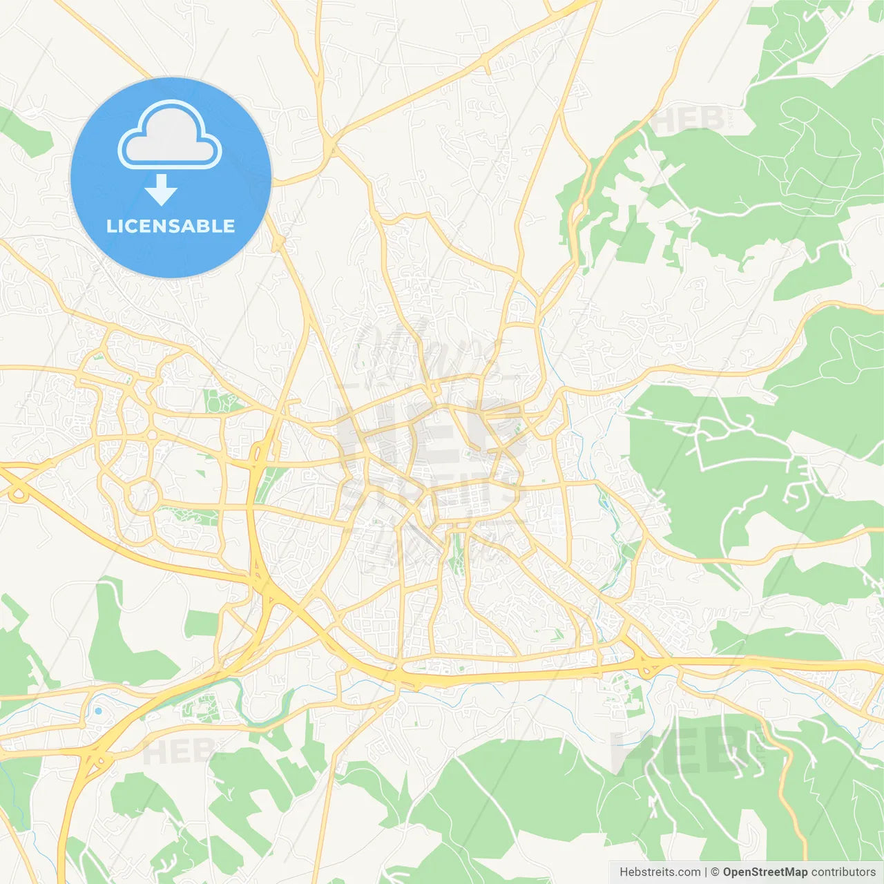 Aix-en-Provence, France Vector Map - Classic Colors