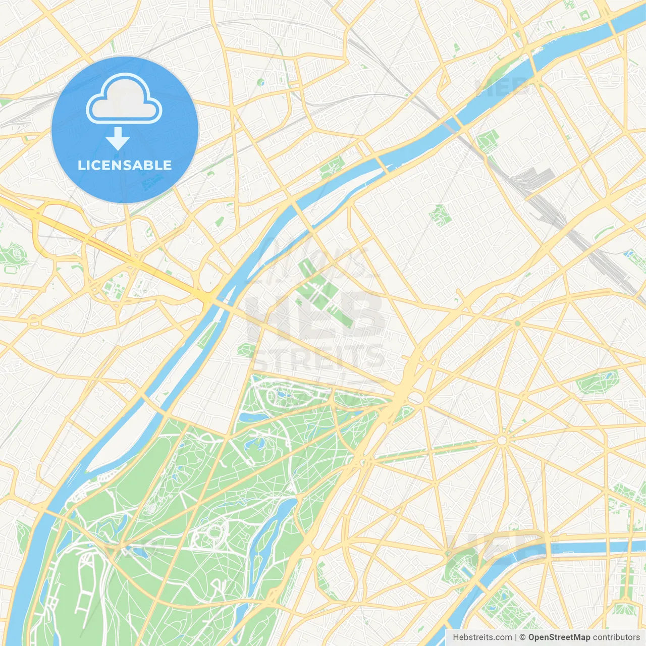 Neuilly-sur-Seine, France Vector Map - Classic Colors