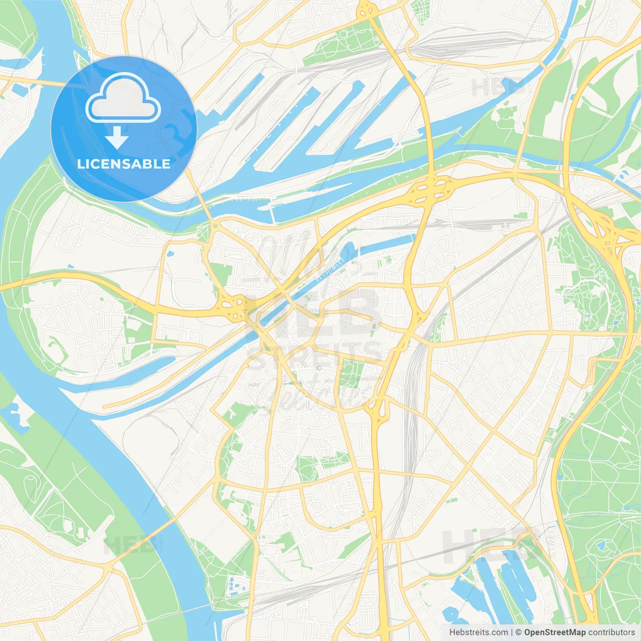 Duisburg, Germany Vector Map - Classic Colors