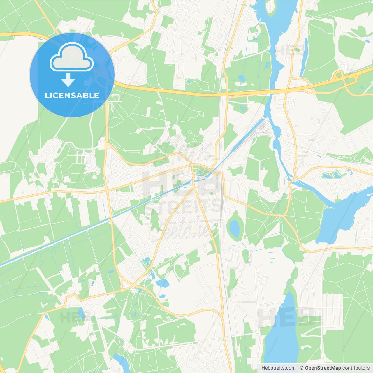 Konigs Wusterhausen, Germany Vector Map - Classic Colors