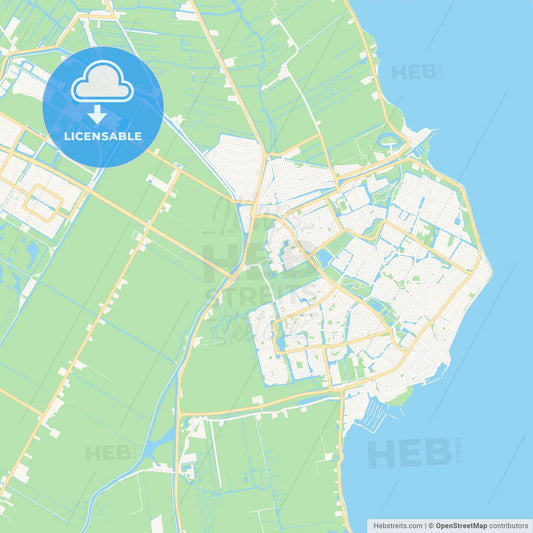 Edam-Volendam, Netherlands Vector Map - Classic Colors