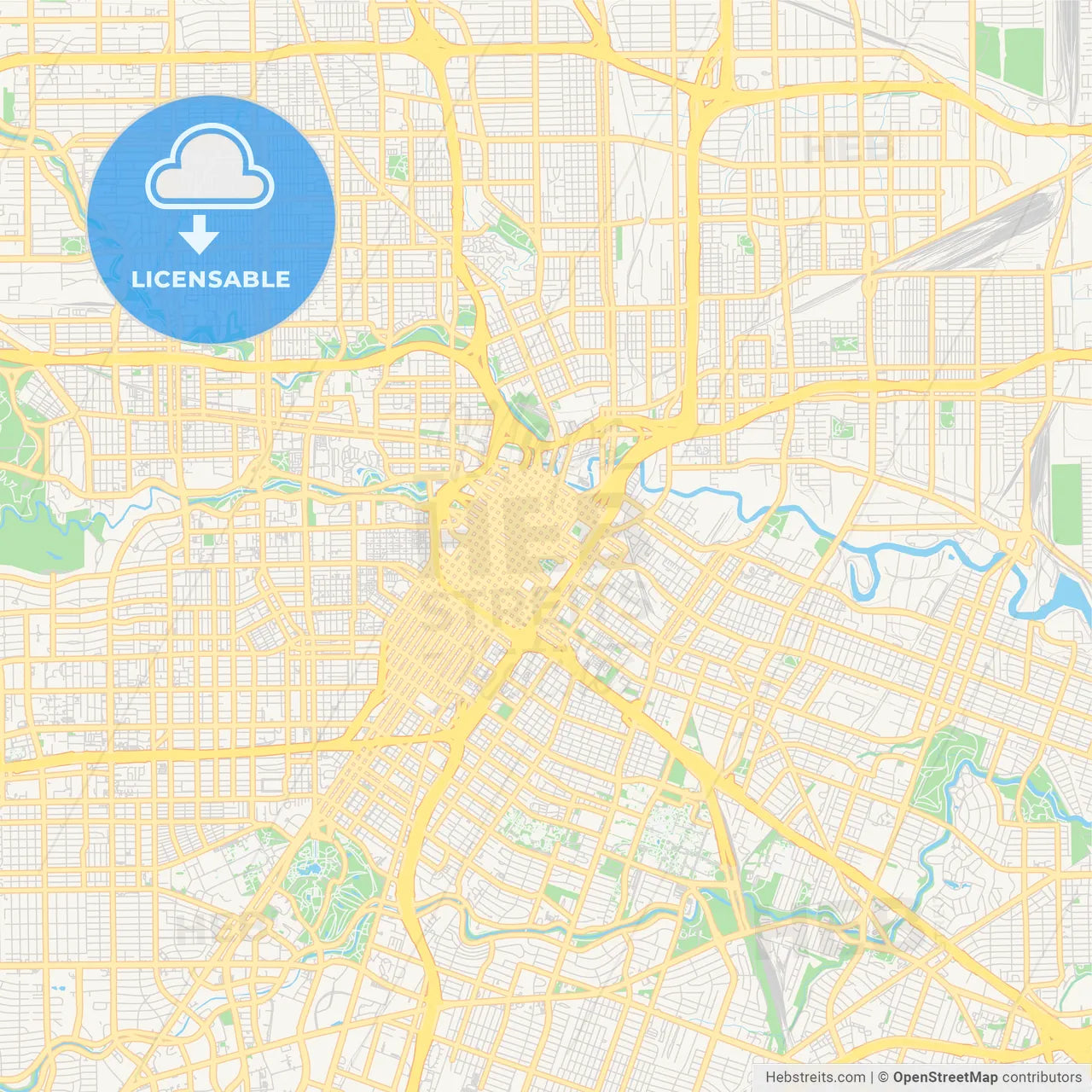 Empty vector map of Houston, Texas, USA