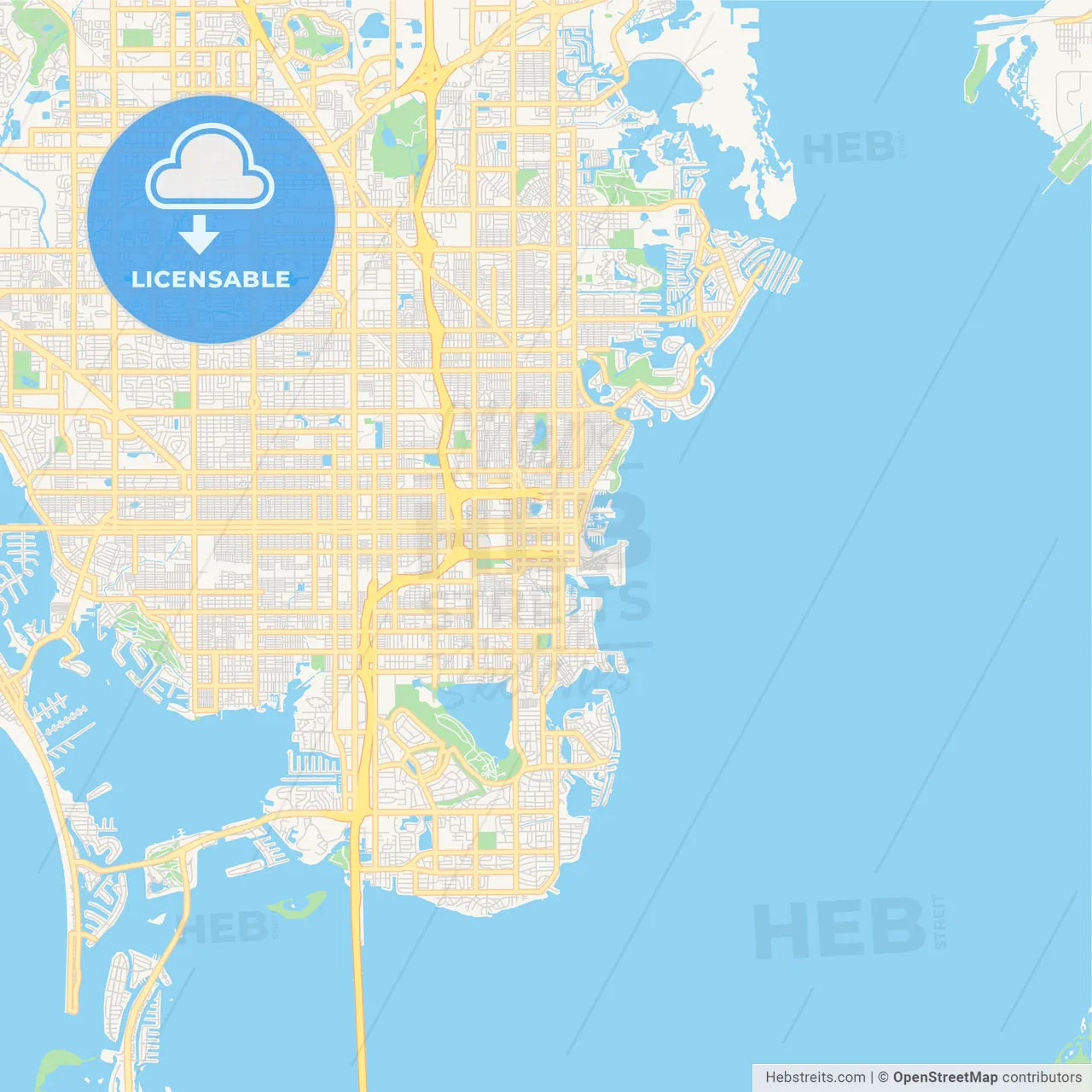 Empty vector map of St. Petersburg, Florida, USA