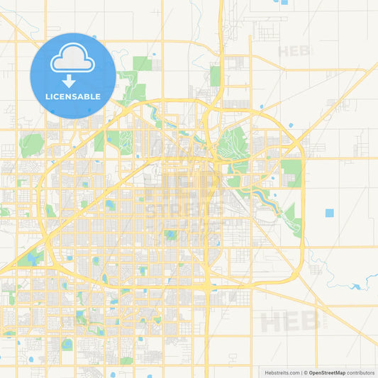 Empty vector map of Lubbock, Texas, USA