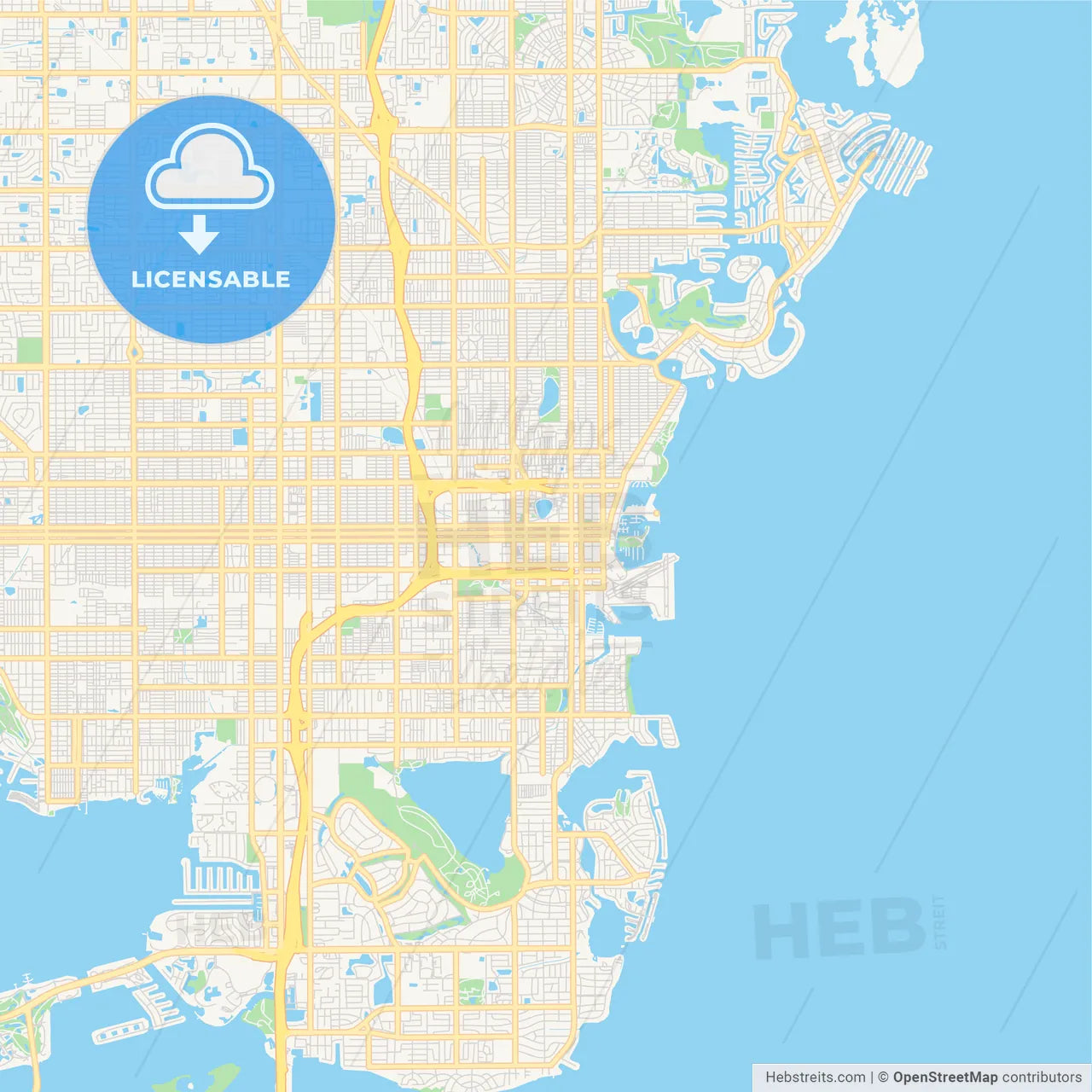 Empty vector map of Norfolk, Virginia, USA