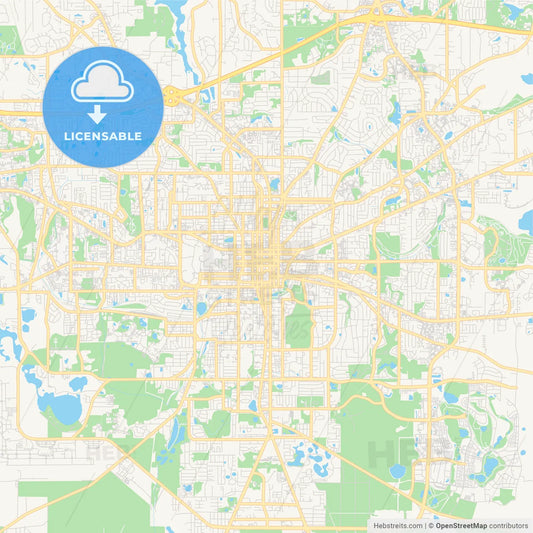 Empty vector map of Tallahassee, Florida, USA