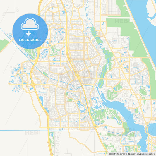 Empty vector map of Port St. Lucie, Florida, USA