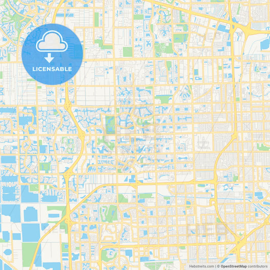 Empty vector map of Pembroke Pines, Florida, USA