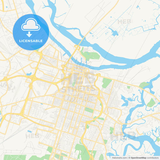Empty vector map of Savannah, Georgia, USA