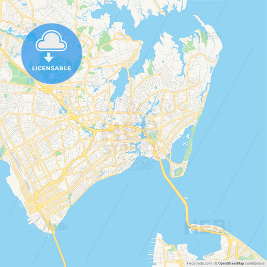 Empty vector map of Hampton, Virginia, USA