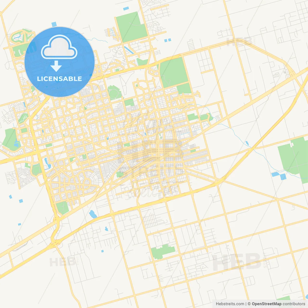 Empty vector map of Midland, Texas, USA