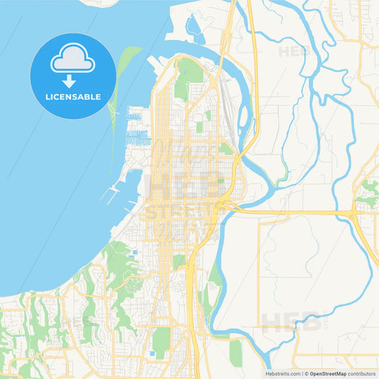 Empty vector map of Everett, Washington, USA