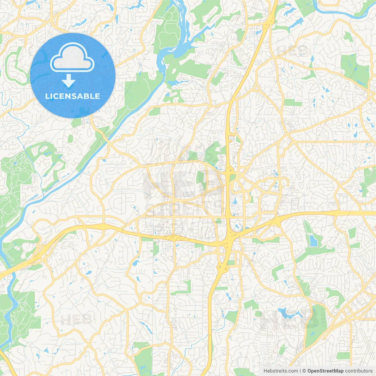 Empty vector map of Sandy Springs, Georgia, USA