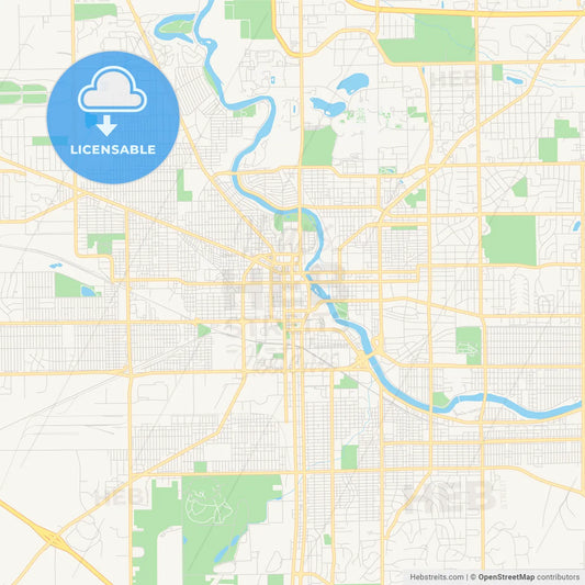 Empty vector map of South Bend, Indiana, USA