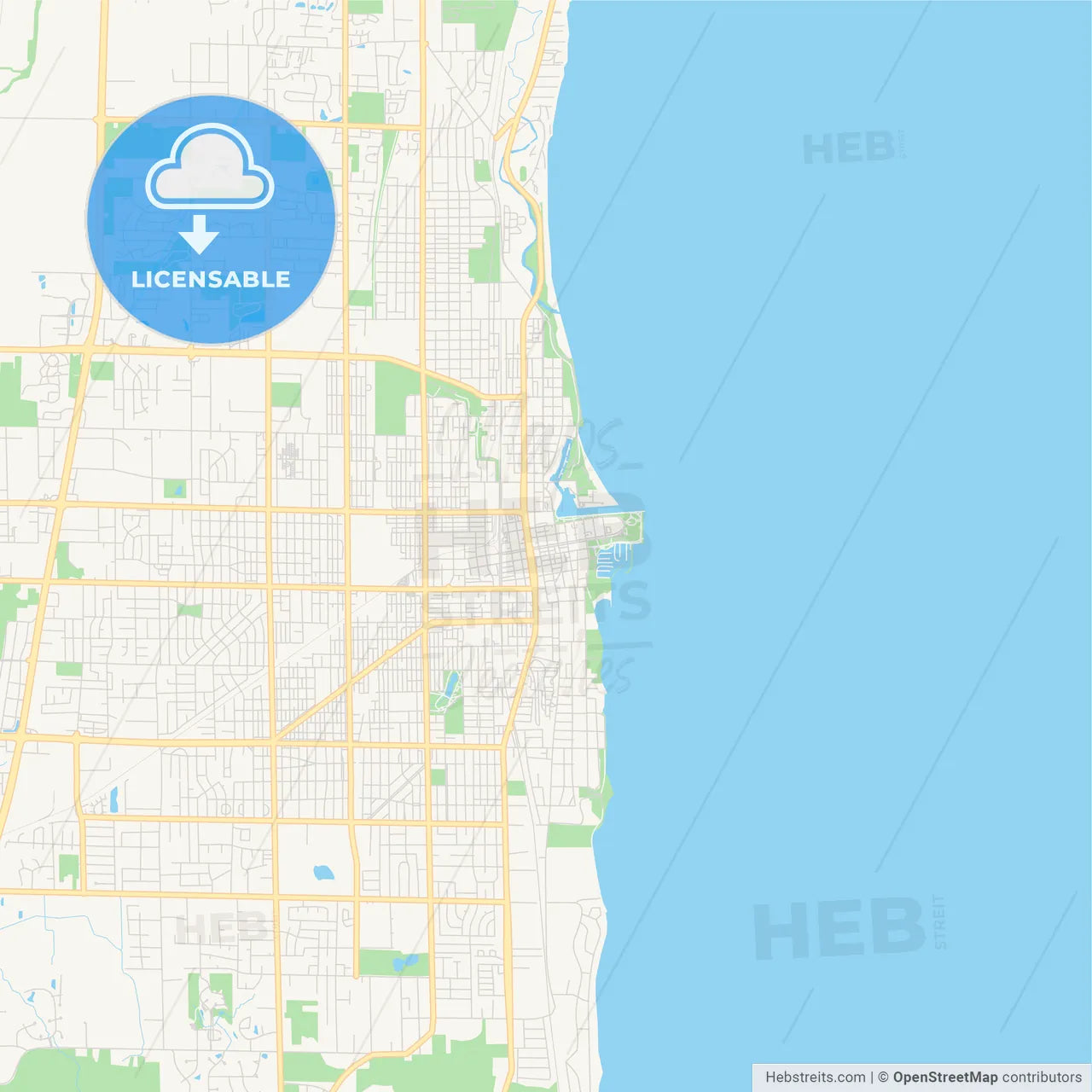 Empty vector map of Kenosha, Wisconsin, USA