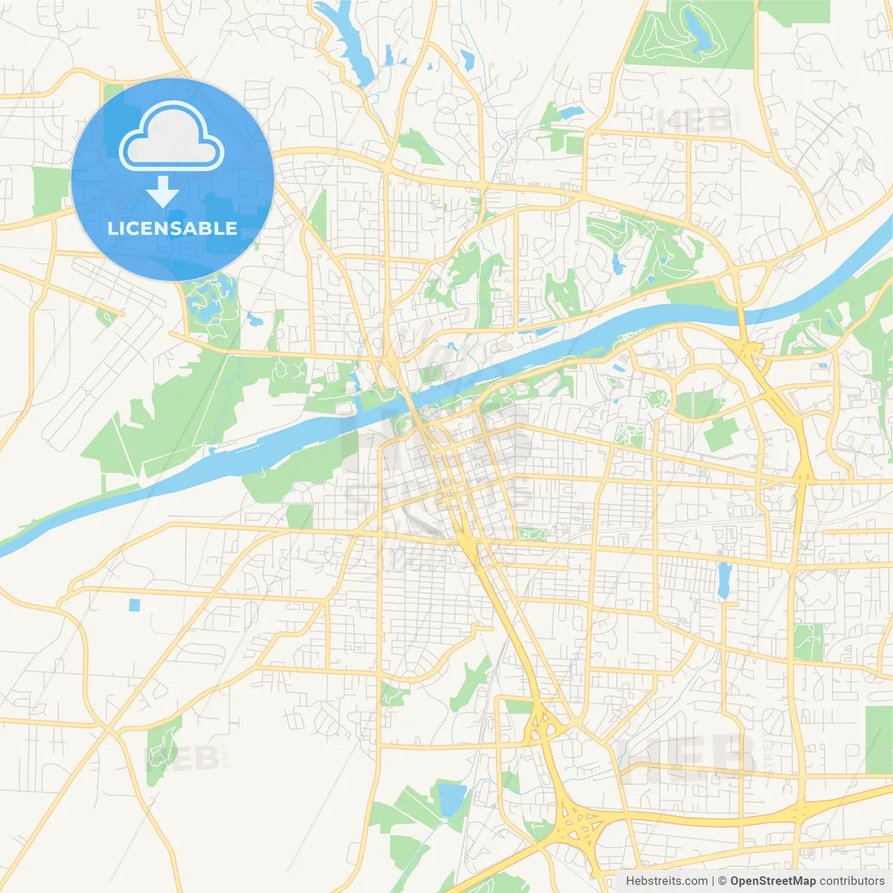 Empty vector map of Tuscaloosa, Alabama, USA