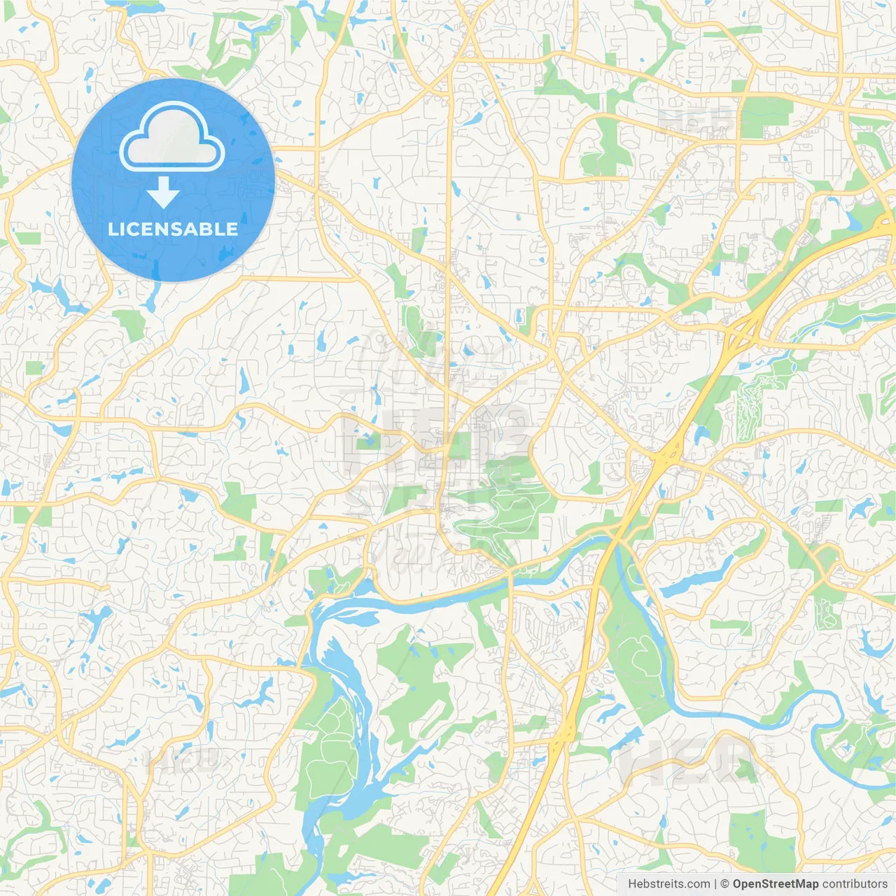 Empty vector map of Roswell, Georgia, USA