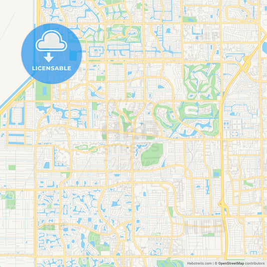 Empty vector map of Sunrise, Florida, USA
