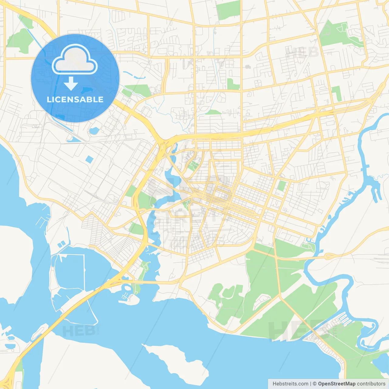 Empty vector map of Baytown, Texas, USA