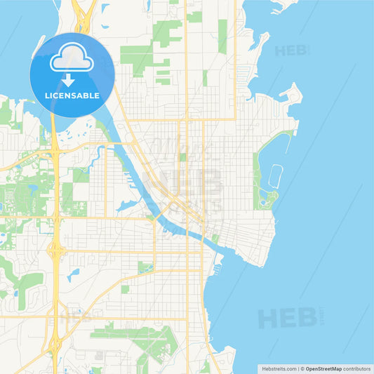 Empty vector map of Oshkosh, Wisconsin, USA