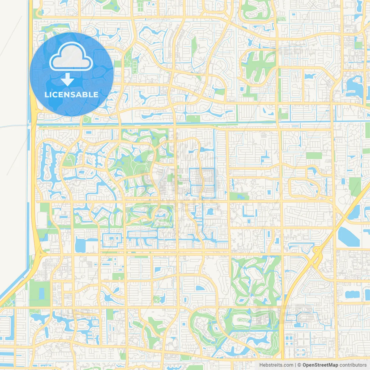 Empty vector map of Tamarac, Florida, USA