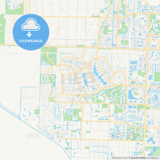 Empty vector map of Wellington, Florida, USA