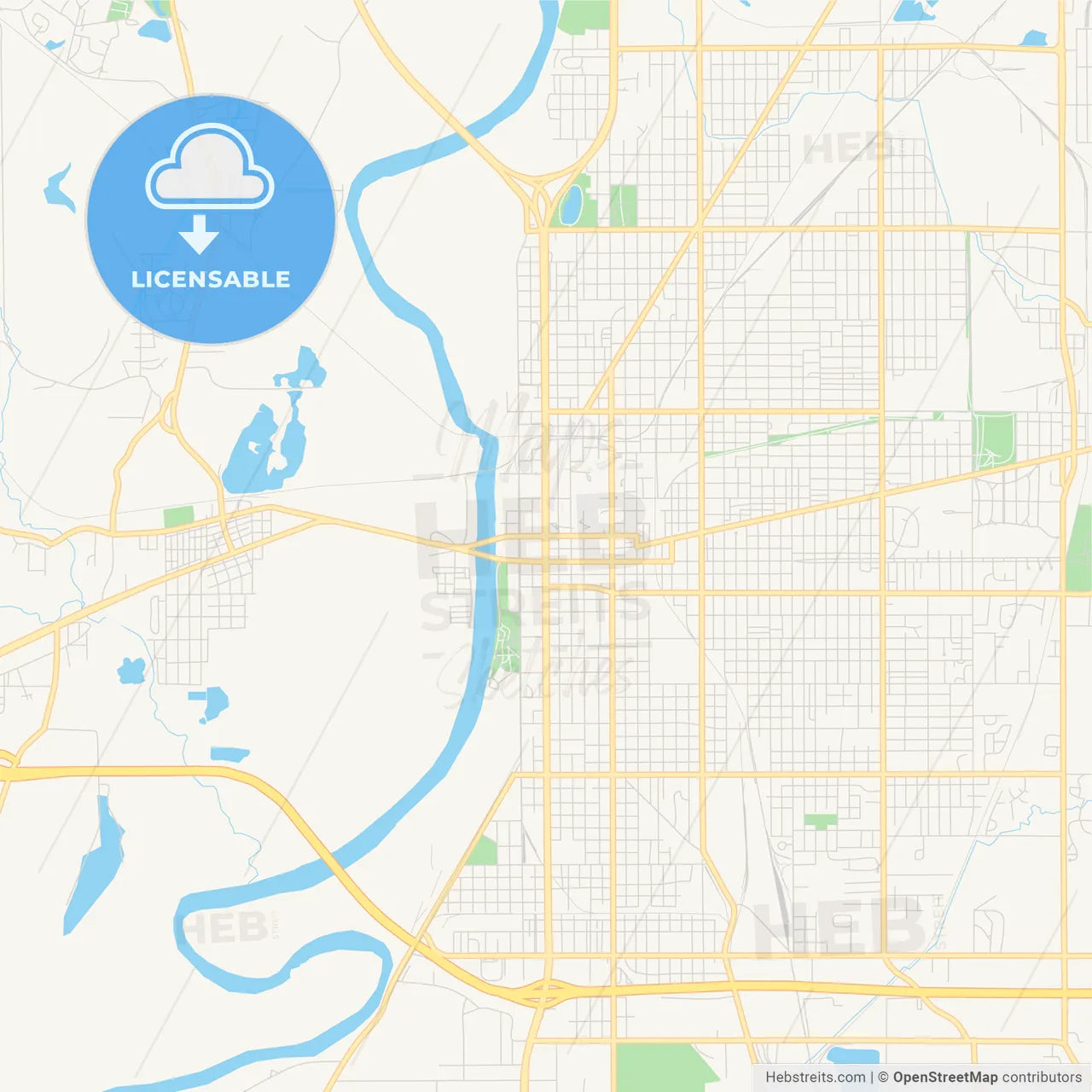 Empty vector map of Terre Haute, Indiana, USA
