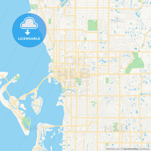 Empty vector map of Sarasota, Florida, USA