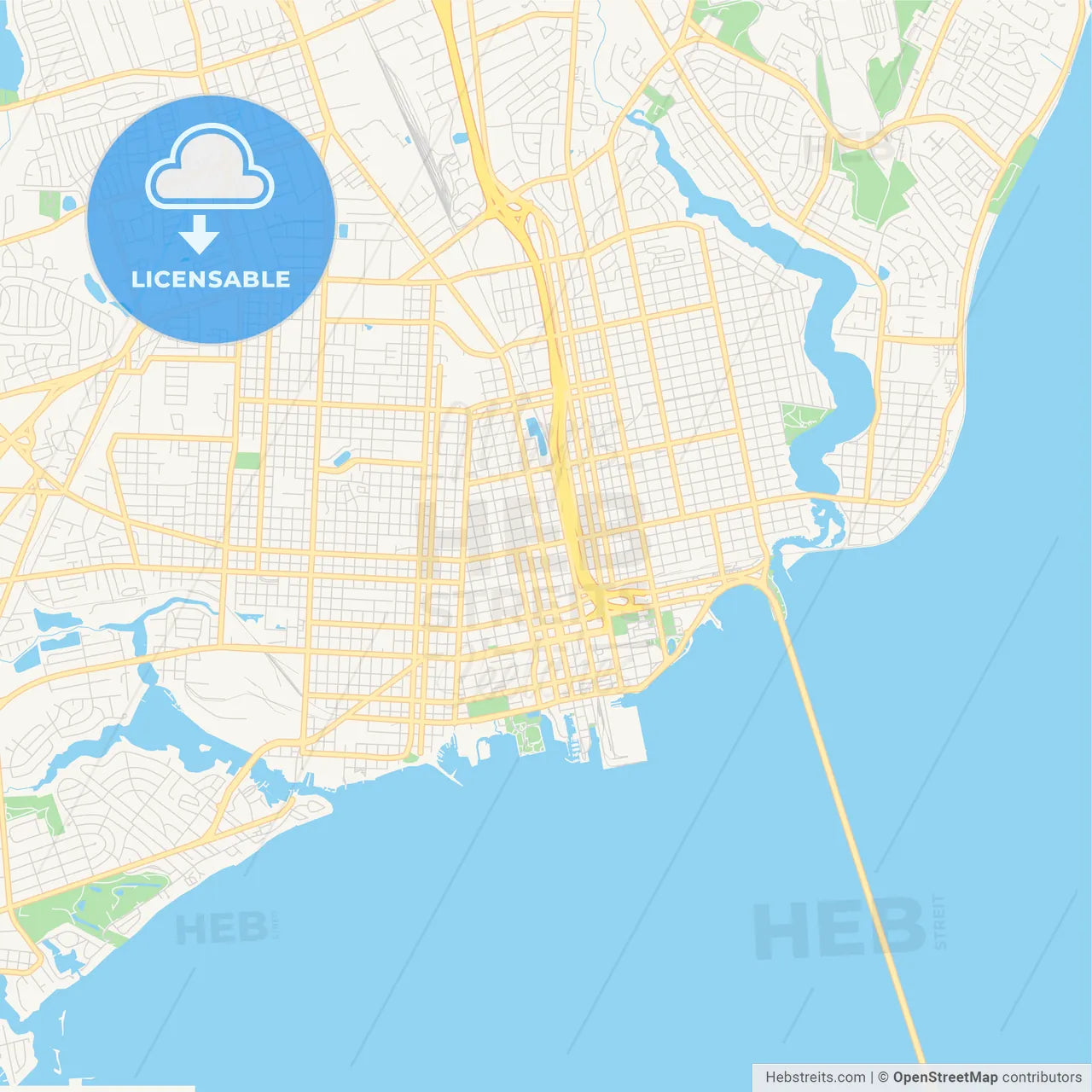 Empty vector map of Pensacola, Florida, United States of America
