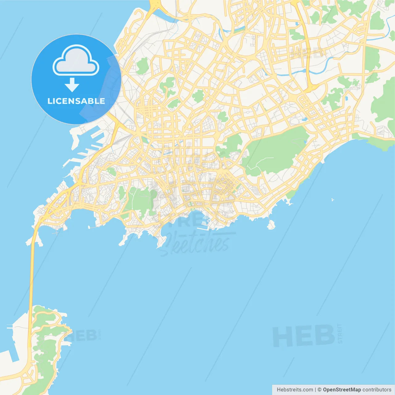 Printable street map of Qingdao, China