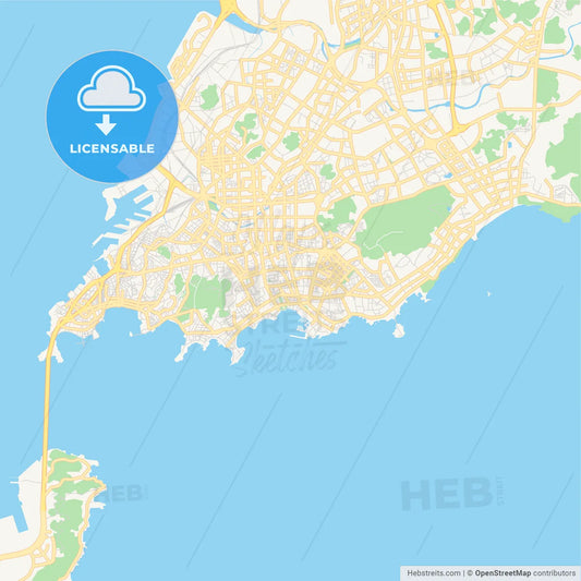 Printable street map of Qingdao, China