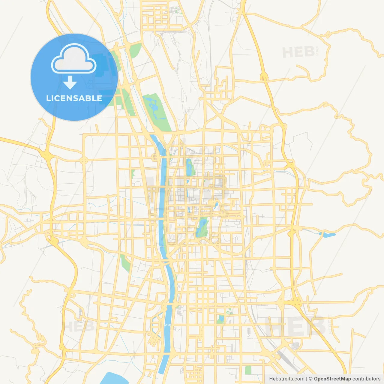 Printable street map of Taiyuan, China