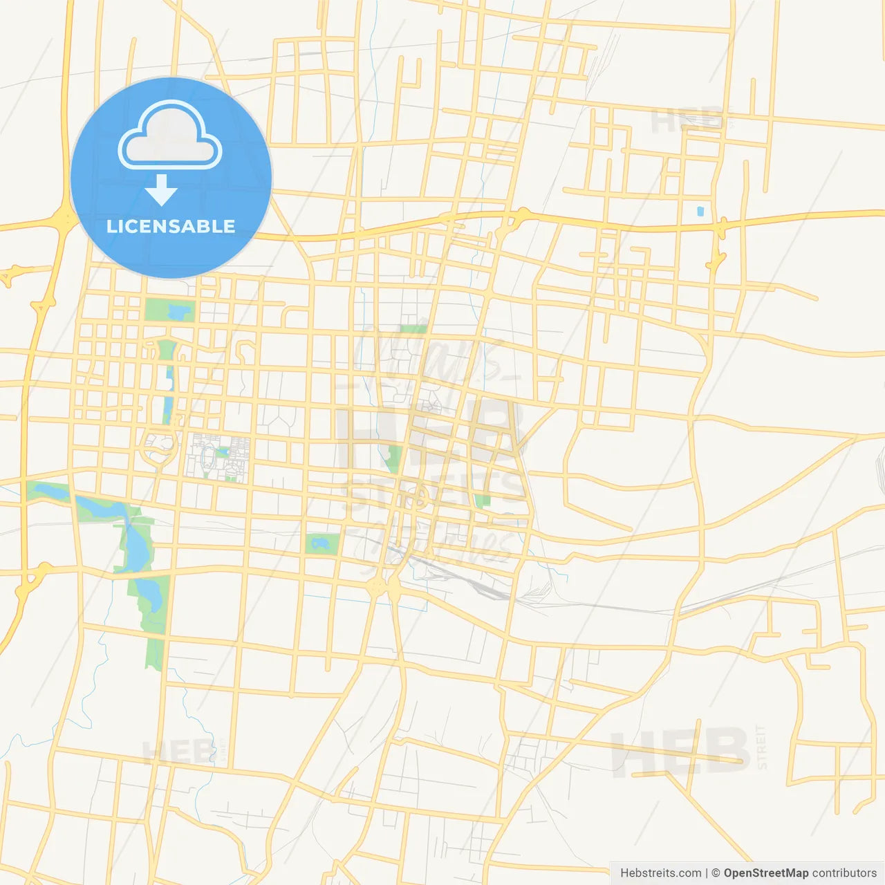 Printable street map of Zibo, China
