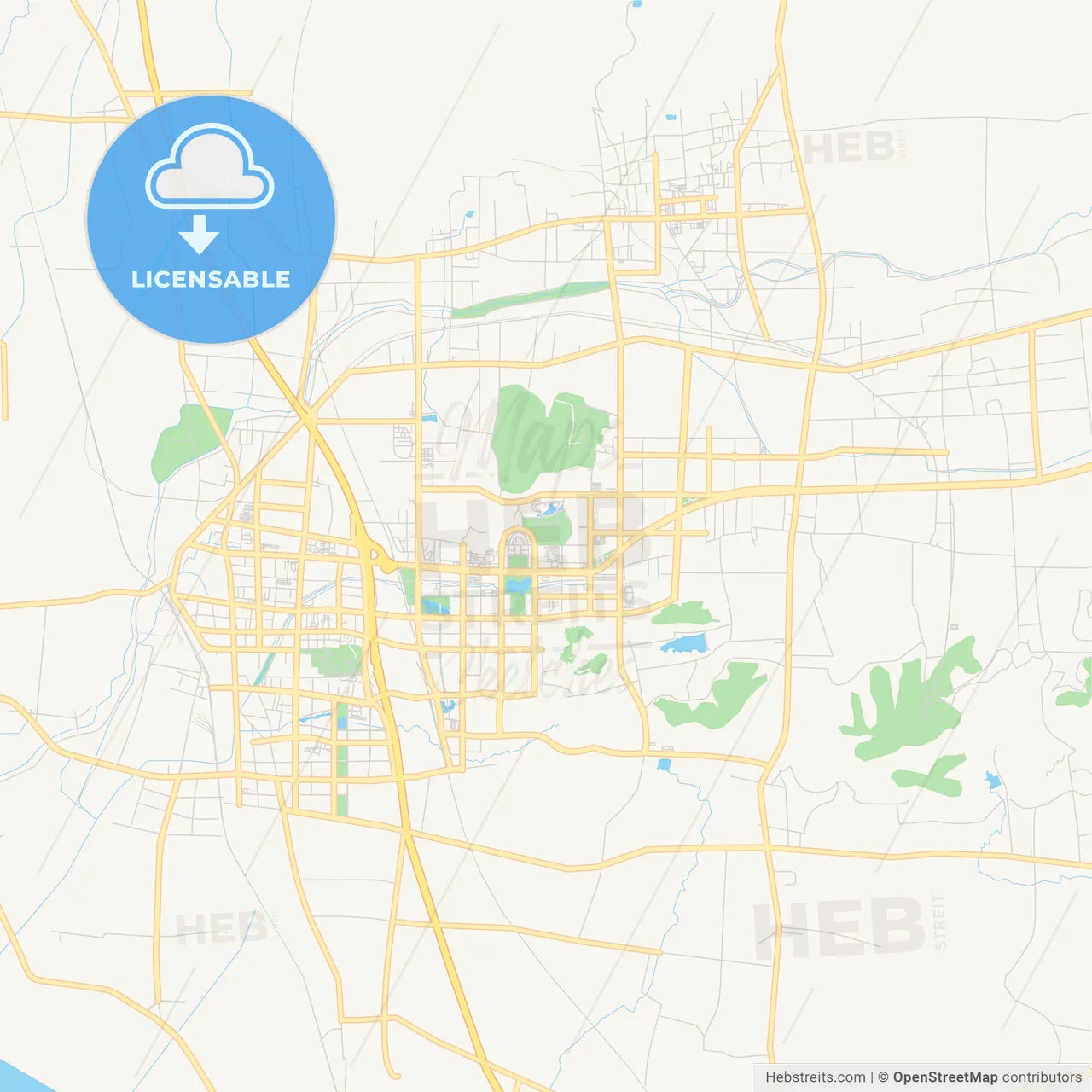 Printable street map of Zaozhuang, China