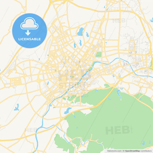 Printable street map of Yiwu, China