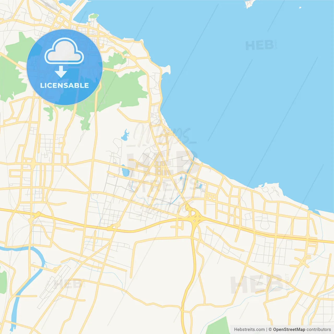 Printable street map of Yantai, China