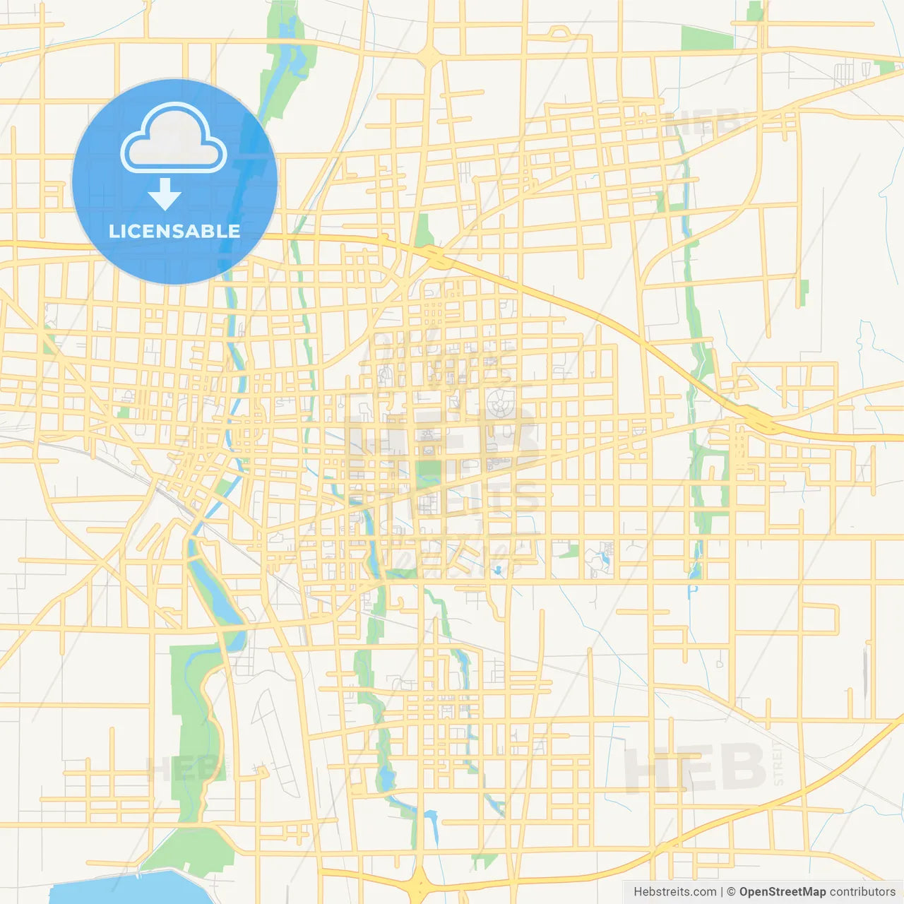 Printable street map of Weifang, China