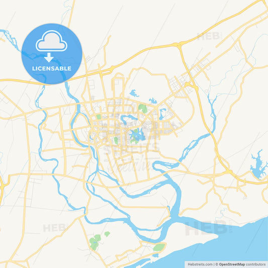 Printable street map of Yangjiang, China