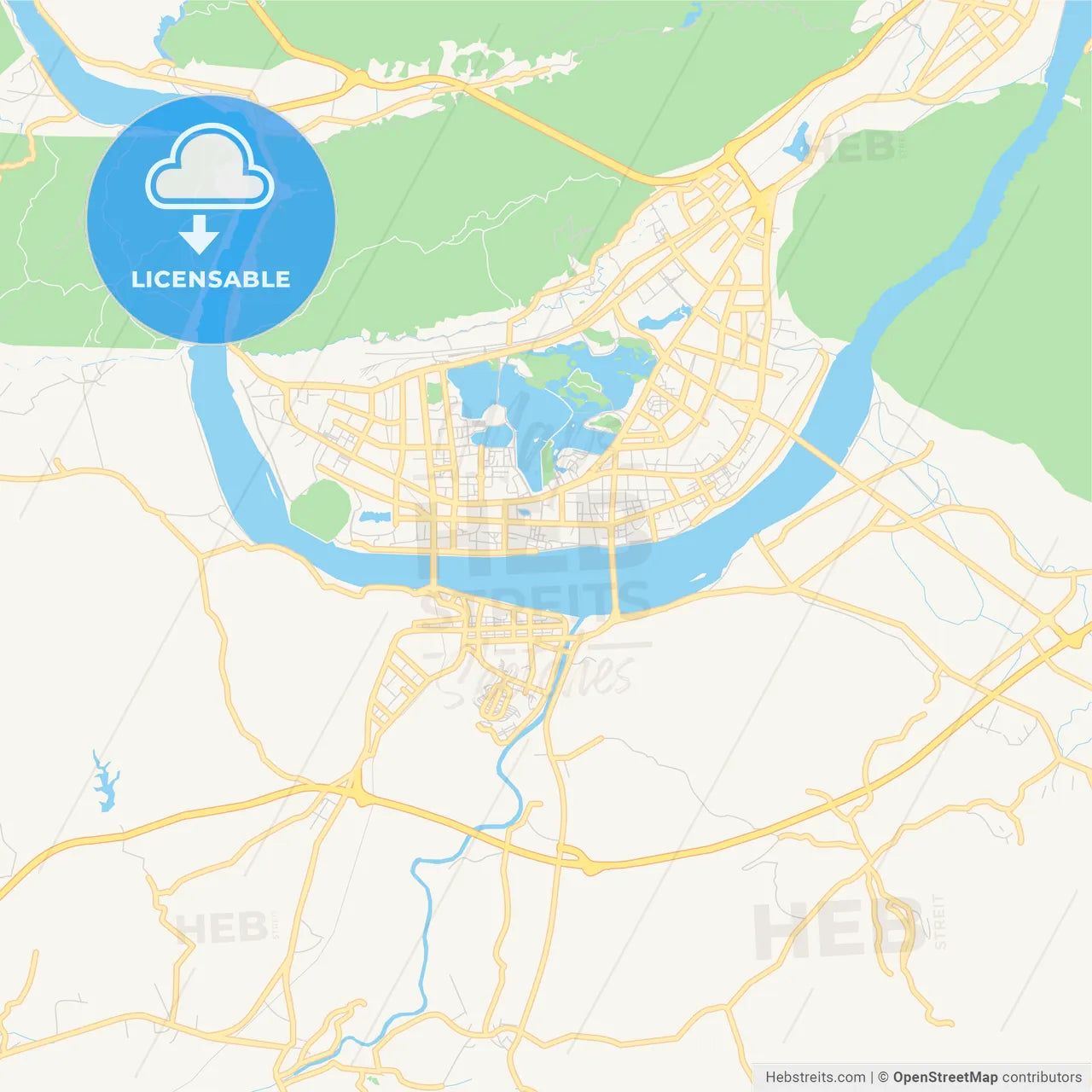 Printable street map of Zhaoqing, China